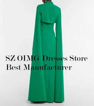 OIMG Ayrı Çaldı balo kıyafetleri Ayrılabilir Kollu Krep Saten Yeşil Zarif Basit Abiye giyim Örgün Parti Elbise - Görüntü 2  