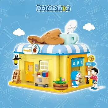 Doraemon Yapı Taşları Sokak Sahne Yapı Montaj Karikatür Sahne Ev Ekmek Modeli Süsler eğitici oyuncak doğum günü hediyesi - Görüntü 2  