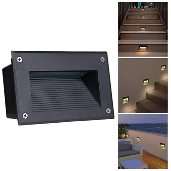 LED merdiven duvar lambası 5W gömülü bahçe gömülü Footlights gömme adım koridor ışık 85-265V 12V Villa köşe aydınlatma su Geçirmez - Görüntü 1  