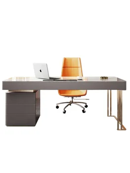 Işık lüks kaya kurulu masası, modern ve basit paslanmaz çelik titanyum yazı masası, ofis çalışma, ev high-end bilgisayar masası - Görüntü 1  