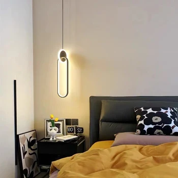 Iskandinav LED Basit Altın Siyah Süspansiyon Lambaları Avize Asılı yatak odası lambaları Başucu Okuma Restoran Bar Dekoratif - Görüntü 2  