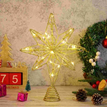 Demir İçi Boş Glitter led ışık Noel Treetop Yıldız Noel Ağacı Topper Alışveriş Merkezi Ofis Parti Ev için - Görüntü 2  
