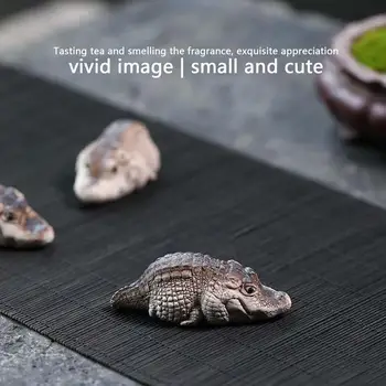Kil Timsah Timsah Mini Kung Fu Çay Hayvan Heykelcik Güzel Dekorasyon Timsah Minyatürleri Masa Süsleme Çay Severler için - Görüntü 2  