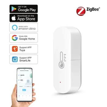 Tuya Zigbee Kapalı Akıllı Sıcaklık Ve Nem Sensörü APP Uzaktan Monitör Akıllı Ev İçin Var SmartLife Alexa İle Çalışmak Google - Görüntü 1  