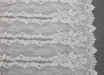 3 metre uzun siyah ve beyaz ipliklerini kirpik dantel dantel kumaş el yapımı dıy masa örtüsü elbise düğün elbisesi kumaş - Görüntü 2  