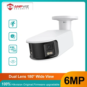 Anpviz 6MP POE Çift Lens Geniş Görüş Video Kamera AI İnsan ve Araç Algılama İki yönlü Ses güvenlik kamerası Kapalı Açık IP67 - Görüntü 1  