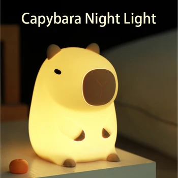 Sevimli Capybara Gece Lambası Silikon Gece Lambası USB Şarj Edilebilir Zamanlama Lambası Okşama Dokunmatik Kontrol Led yatak odası için lamba Oturma Odası - Görüntü 1  