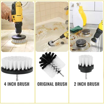 Elektrikli Halı Fırçası matkap seti Tüm Amaçlı Temizleyici Oto Lastikleri Temizleme Araçları Banyo Scrubber Fırçalar C - Görüntü 2  