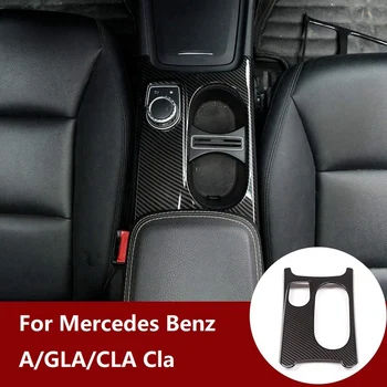 Karbon Fiber İç Kontrol Bardak Tutucu Kapak Trim İçin Mercedes Benz A / GLA / CLA Sınıfı C117 W117 W176 X156 2012-2018 LHD - Görüntü 1  