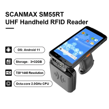 SM55RT Android 11 El RFID Okuyucu ile Uzun Menzilli UHF NFC Parmak İzi 2D Tarama BT WıFı Arayüzü - Görüntü 2  