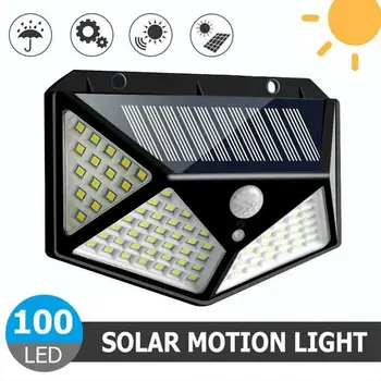 100 LED Güneş duvar ışıkları açık Güneş Lambası PIR Hareket Sensörü Güneş Enerjili Güneş ışığı sokak lambası bahçe lambası - Görüntü 1  