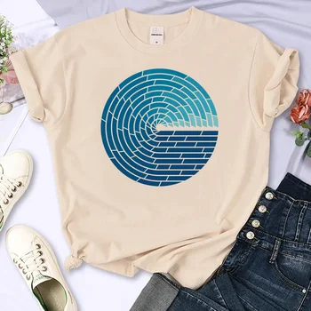Yüce Okyanus t-shirt kadın yaz tasarımcı bluzu kız grafik streetwear giyim - Görüntü 1  