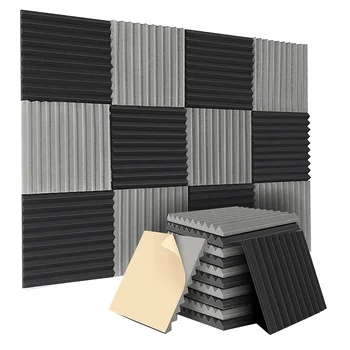 12 Paket Kendinden Yapışkanlı Akustik Paneller, 12x12x1 İnç Ses Geçirmez Köpük Paneller,ses Geçirmez Duvar Panelleri Ev Stüdyosu için - Görüntü 1  