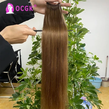 Düz Kore Popüler pamuk ipliği Twins İpucu saç ekleme Brezilyalı Remy Saç 0.8 g/adet Keratin I Ucu İnsan Saçı Kadın İçin - Görüntü 2  