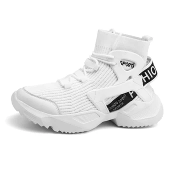 Adam Yüksek Top koşu ayakkabıları Çorap Sneakers Erkek Tenis Lüks Ayakkabı Erkek Açık Koşu Eğitmenler Adam Beyaz Ayak Bileği Yumuşak Düz ayakkabı - Görüntü 2  