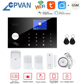 CPVAN Tuya Akıllı WİFİ gsm ev alarmı Sistemi Alexa İle Çalışır Ev hırsız güvenlik koruması hareket dedektörü Kapı Pencere Sensörü - Görüntü 1  