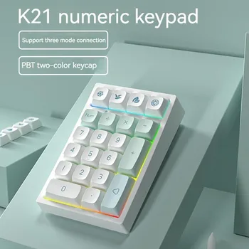 Yeni Keycool K21 Mekanik Sayısal Tuş Takımı 3 modlu 2.4 g Bt Tip-c Rgb Kırmızı / pembe Switchexternal Dizüstü Finans Muhasebe Klavye - Görüntü 1  