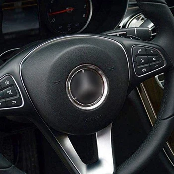 Araba Spor Alüminyum direksiyon Merkezi Dekorasyon Halka Kapak Trim İçin Mercedes C E CLA GLA GLC GLE Sınıf 2015 + Gümüş - Görüntü 2  
