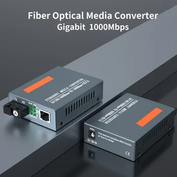 1 Çift Fiber Alıcı-verici 100/1000Mbps 20KM HTB-GS-03 A / B Tek Modlu Fiber SC Bağlantı Noktası Gigabit Optik Medya Dönüştürücü Harici Güç - Görüntü 1  