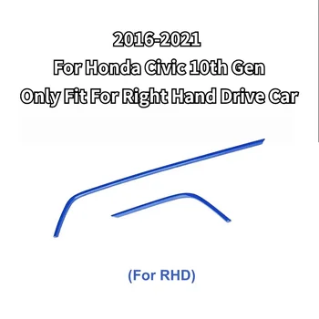 Mavi RHD Araba Klima Çıkış Çerçeve Trim Çıkartmalar Honda Civic 10th Gen 2016-2020 2021 iç Mekanlar ABS Aksesuarları - Görüntü 2  
