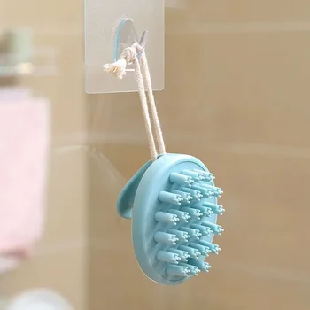 Silikon şampuan fırça derisi masaj tarak çok fonksiyonlu şampuan tarak kuru ve ıslak şampuan tarak banyo fırçası - Görüntü 1  