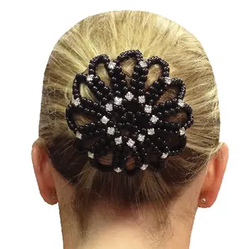 Kızlar moda tığ işi Balle Snood kristal elastik topuz Net saç topuz şapkalar inci saç fileleri - Görüntü 1  