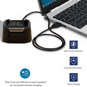 Fitbit Versa 2 için uyumlu 2X Şarj Cihazı,Versa 2 akıllı saat aksesuarları için Yedek USB Şarj kablosu - Görüntü 2  