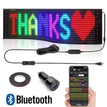 LED Araba Piksel Paneli Kaydırma Parlak LED reklam Tabelaları Esnek Ekran USB Bluetooth App Kontrolü Taksi Arka Pencere Dükkanı - Görüntü 1  