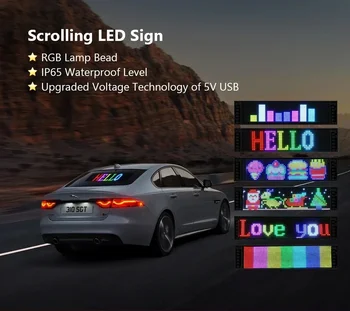 LED Araba Piksel Paneli Kaydırma Parlak LED reklam Tabelaları Esnek Ekran USB Bluetooth App Kontrolü Taksi Arka Pencere Dükkanı - Görüntü 2  