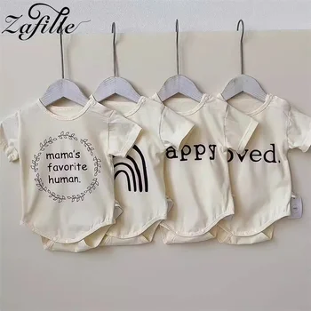 ZAFİLLE İskandinav Tarzı Bebek bebek Tulum Mektup Gökkuşağı Baskı Tulum Yenidoğan Erkek Giyim Yaz Toddler Kız Elbise - Görüntü 2  
