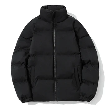Pamuklu ceket erkek Kış Yeni Gevşek Uydurma Çift Eşleşen Düz Renk Ayakta Boyun Aşağı Kalınlaşmış Sıcak Giysiler 2024 Dış - Görüntü 2  