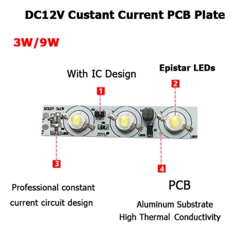 Yüksek Güç DC12V-24V 3led PCB LED Modeli 3 W 9 W yüklü Sıcak Soğuk Beyaz Kırmızı Yeşil Mavi RGB Sarı led'ler için pil / güneş ışığı - Görüntü 2  