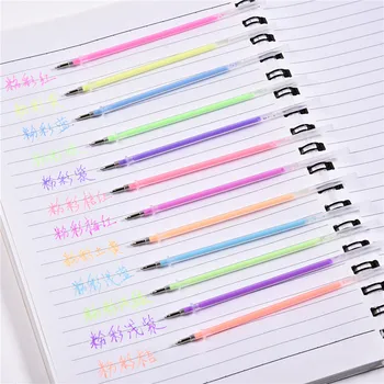 48 adet Floresan jel mürekkep kalemi Yedekler suluboya fırçası Renkli Kırtasiye Neon Seti - Görüntü 1  