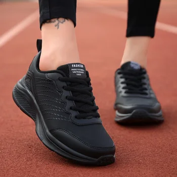 Spor ayakkabı Kadın Ayakkabı Sneakers Siyah koşu ayakkabıları Pu Deri Spor Tıknaz Sneakers Eğitmenler spor ayakkabı Kadın 2023 - Görüntü 1  