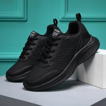Spor ayakkabı Kadın Ayakkabı Sneakers Siyah koşu ayakkabıları Pu Deri Spor Tıknaz Sneakers Eğitmenler spor ayakkabı Kadın 2023 - Görüntü 2  