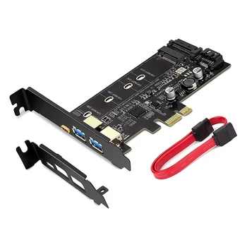 PCI-E'den USB'ye 3.0 PCI Kartı Dahil.1 USB C ve 2 USB A Bağlantı Noktası, Braketli PCIe 3.0 Adaptör Kartına M. 2 NVME - Görüntü 1  