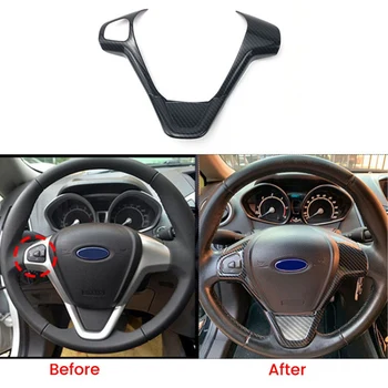 Araba Karbon Fiber direksiyon Paneli Kapak Trim Çerçeve Sticker Ford Fiesta için MK7 2009-2017 Ecosport 2012-2017 - Görüntü 2  