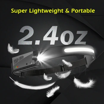 LED Sensör Far Kamp USB Şarj Edilebilir Çalışma Işığı ışıldak Kafa Feneri Dahili Pil Süper Parlak Balıkçılık Fener - Görüntü 2  