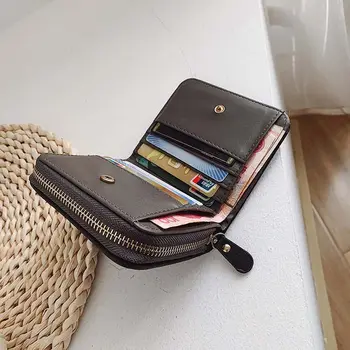 Tutucu Kredi kart çantası bozuk para cüzdanı Kore Tarzı PU Deri Kadın Çanta Fermuar Cüzdan Kadın Cüzdan Ekose Kadın Çanta - Görüntü 2  
