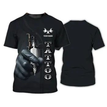 Dövme Sanatçısı T shirt Grafik Dövme 3d Baskı T - shirt Erkekler moda tişörtler Çocuklar Hip Hop Tees Tops Unisex Tshirt Özel Adı - Görüntü 2  