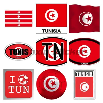 Tunus Ulusal Bayrak Sticker Tampon Çıkartması Tablet Araba Pencere Sticker Tampon Yarış Kask Gövde Duvar Bisiklet Vinil Çıkartması - Görüntü 1  