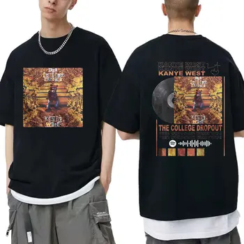 Hip Hop Rapçi Kanye West Çift Taraflı Baskı T Shirt Erkek Kadın Vintage Büyük Boy T-shirt Erkekler Moda Tees Unisex Serin Streetwear - Görüntü 1  