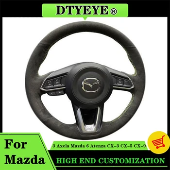 Araba direksiyon kılıfı Mazda 3 Axela 2017-2018 İçin Mazda 6 Atenza CX - 3 CX - 5 CX-9 DIY Yumuşak Süet Deri direksiyon Örgü - Görüntü 1  