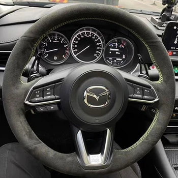 Araba direksiyon kılıfı Mazda 3 Axela 2017-2018 İçin Mazda 6 Atenza CX - 3 CX - 5 CX-9 DIY Yumuşak Süet Deri direksiyon Örgü - Görüntü 2  