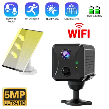 5MP HD Güneş Enerjili Wifi IP kamera era 2 Yönlü Ses Kablosuz CCTV şarj edilebilir pil Güvenlik Gözetim Kamera Ev Mini IP kamera - Görüntü 1  