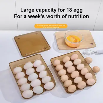Buzdolabı yumurta kabı Yerden Tasarruf Sağlayan Buzdolabı Yumurta Dağıtıcı 18 Yumurta Otomatik Rulo İstiflenebilir ve Şeffaf Tepsiler Büyük Kapasiteli Düşmeye Dayanıklı - Görüntü 1  